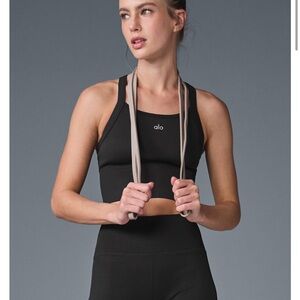 Alo Seamless Ribbed Favorite Bra Tank in black size small